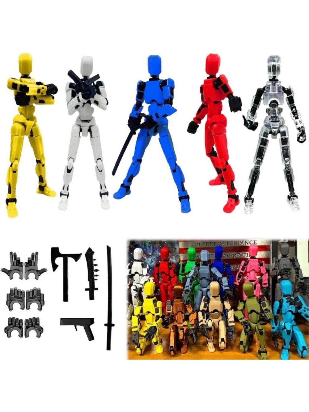 3D Printed Multi-Jointed Action Figures Set - Creative Movable Robots for Kids